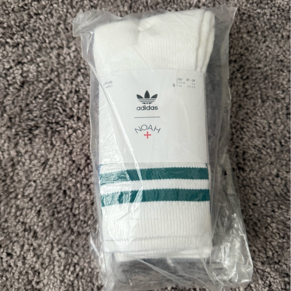 adidas x Noah White Crew Socks with Stripes